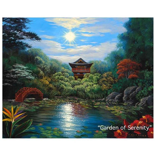 "Garden of Serenity" Framed Painting by Walfrido Garcia 21" x 26 1/4"