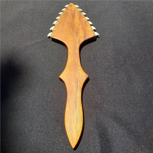17'' X 4 7/8'' Medium Hawaiian Lei O Mano Koa with Tiger Shark Teeth