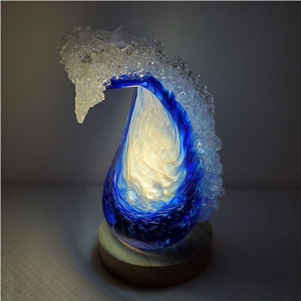 Hot Island Glass: wave sculpture with light