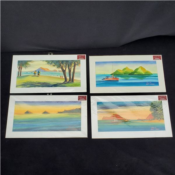 Set of (4) 8 1/2 x 16'' Watercolor paintings by Jimi Tablante