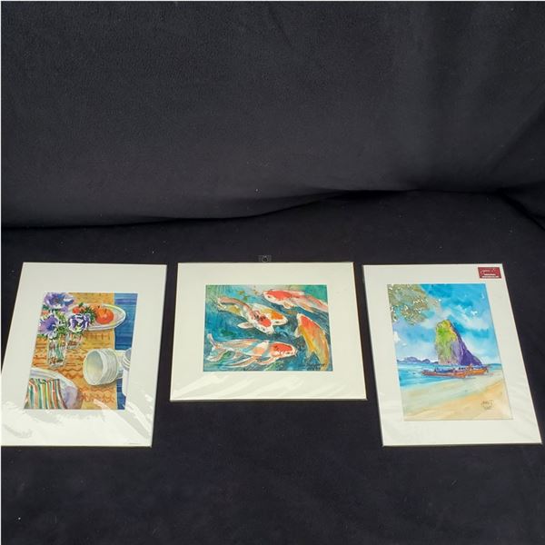 Set of (3) 11 x 14" Watercolor paintings by Jimi Tablante