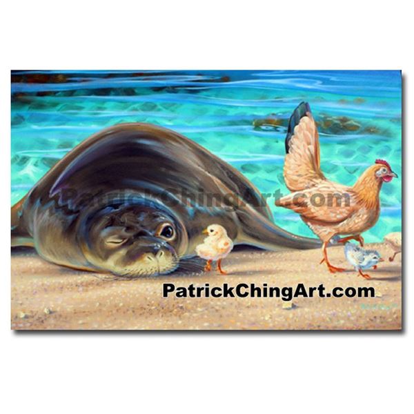 Seal Chick by Patrick Ching Matted Giclee 22 x 15 1/2 ''