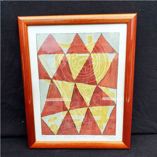 12.5 X 15.5" Ki'I Kupuna : Nihomano Painting by Carl F.K. Pao
