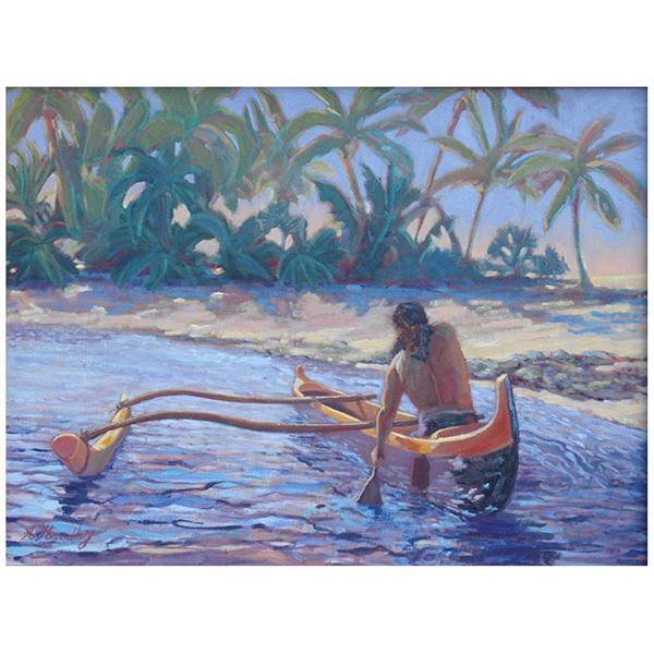 The Paddler on Canvas by Angela Headley 16" x 14''