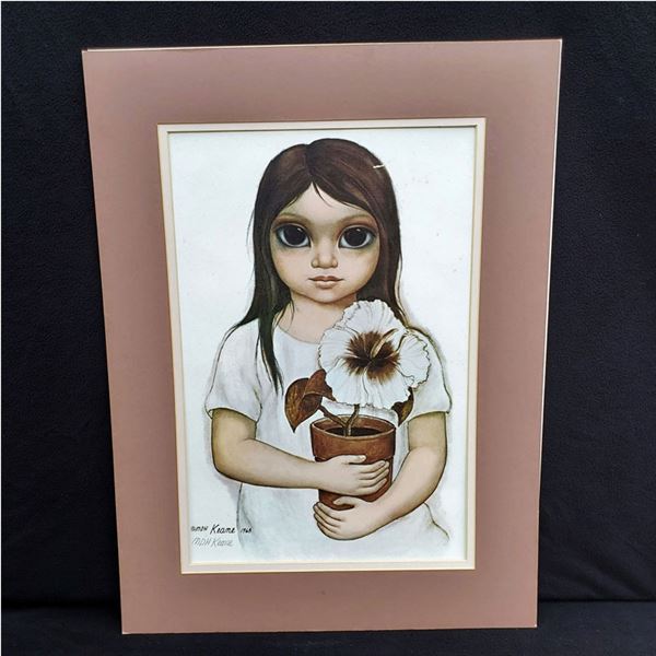 Signed Margaret Keane "Hibiscus Miss" print 18" X 24" (small scratch)