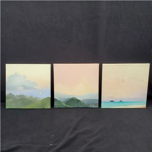 (3) 12" x 12" canvas paintings