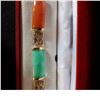 Image 2 : 14k bracelet with Black, Green, Orange and White Jade (gently used)