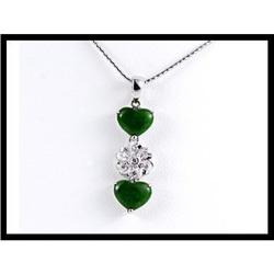 UNIQUE 18K WHITE GOLD JADE AND DIAMOND PENDANT #1741618