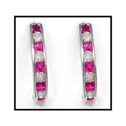 RUBY DIAMOND WHITE GOLD HOOP EARRINGS(was $600)#1741620