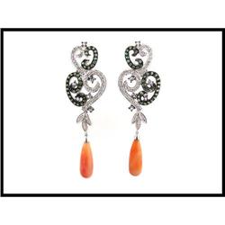 LONG DANGLE EARRINGS WITH MULTI COLOR GEMS(was #1741677
