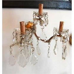 Vintage Italian Crystal Triple Wall Sconce #1741738