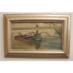 LISTED- MAURICE LEBLANC- "Seine" Oil Painting #1741789
