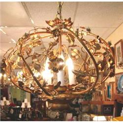 Vintage Italian Gilded Tole Painted Chandelier #1741803