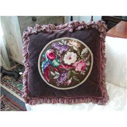 Vintage Floral Needlepoint Designer Pillow #1741808
