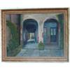 Image 1 : M. C. Feild "Courtyard" Oil Painting d.1926 #1741809