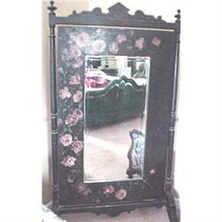 Eastlake floor pier mirror with handpainted #1741863