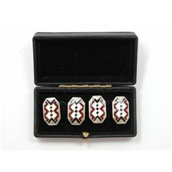 Art Deco 14Kt Gold Enameled Cufflinks #1741973