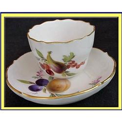 MEISSEN CABINET DEMI CUP & SAUCER W HP FRUIT  #1742247