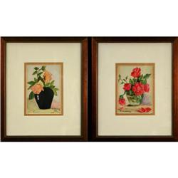 "Yellow Roses on Vase" & "Red Roses in Vase" by#1749851