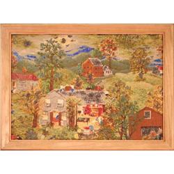 "Fall Harvest Time" Folk Art Print on Fabric #1749853