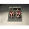 Image 1 : 18K Pink Gold Rose Cut Diamond Ruby Earrings #1750385