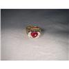 Image 1 : Estate 18K Filigree Ruby Diamond Heart Ring #1750440