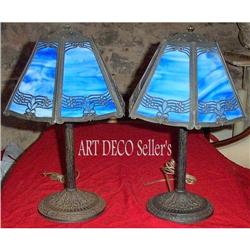 A  Beautiful pair stained glass lamps #1773250