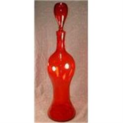 HOURglass DECANTER Blenko -Large-  TANGERINE  #1773810