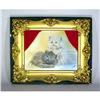 Image 1 : Folk Art Kitten Oil Painting Gold Gilt Frame #1773913