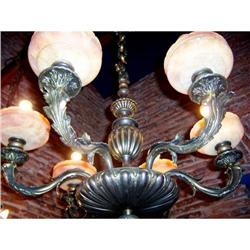 SUMPTUOUS BRONZE AND ALABASTER CHANDELIER #1774094