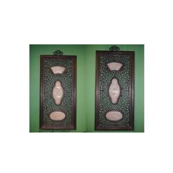 Pair Old Zitan White Jade Inset Wall Display #1774117