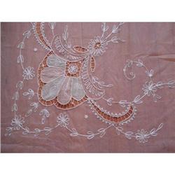 ANTIQUE FRENCH LACE NETTED TAMBOUR WORK CURTAIN#1774135