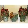 Image 1 : Majolica Monkey Picking Fruit Vase Suite #1774173