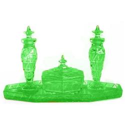 Tiffin Green Glass Chipperfield Vanity Set #1778821