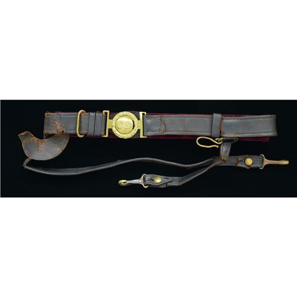 CONFEDERATE “CS” SWORD BELT.