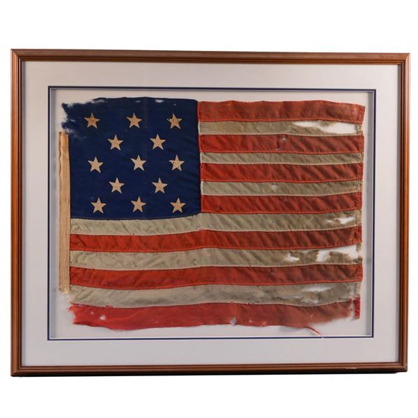 FINE FRAMED 13-STAR AMERICAN FLAG.