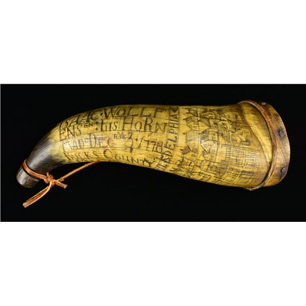 ISAAC WOLLF POWDER HORN.