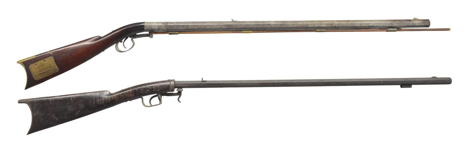 2 AMERICAN UNDERHAMMER PERCUSSION RIFLES.