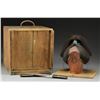 Image 1 : BOXED SAMURAI WIG ON STAND WITH EARLY TANTO.