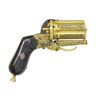 Image 2 : ORNATE BRASS BELGIAN PINFIRE PEPPERBOX PISTOL.