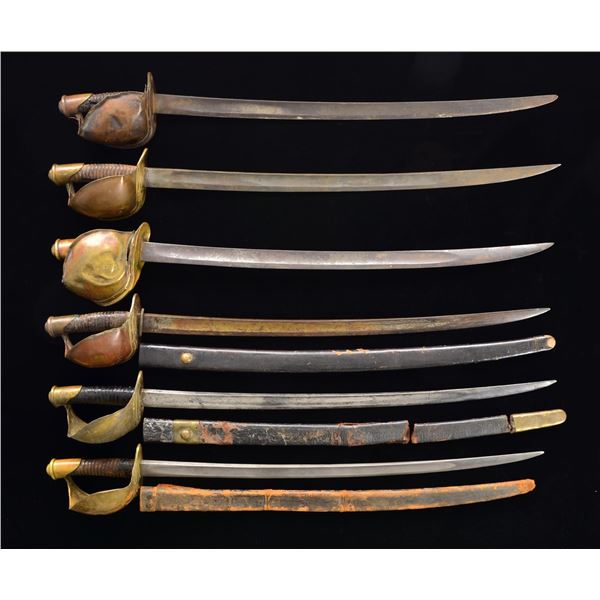 6 US M1860 NAVAL CUTLASSES.