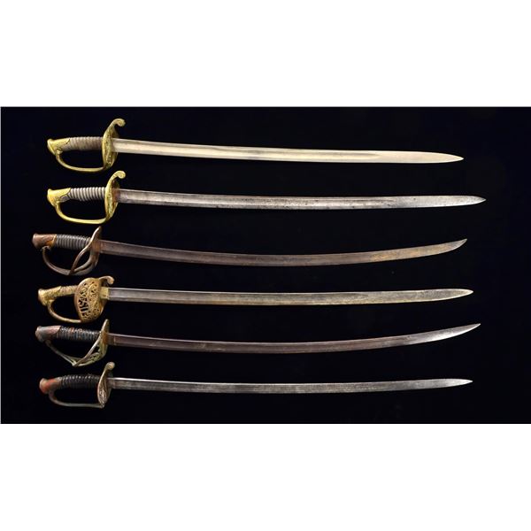 6 CIVIL WAR ERA US OFFICERS SWORDS.