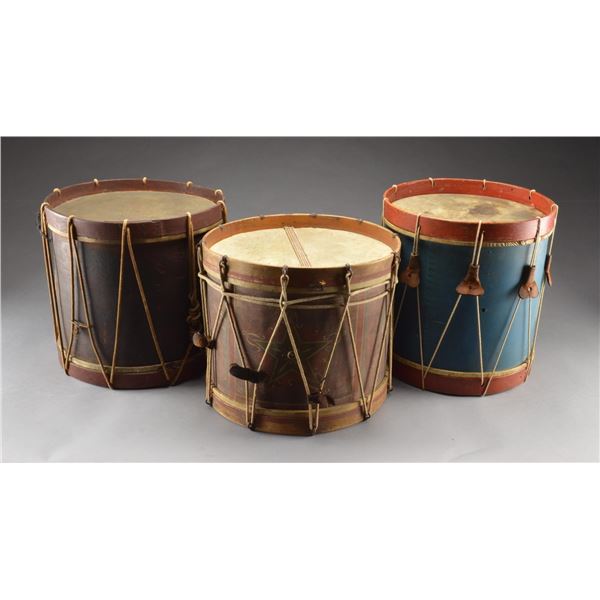 3 EARLY AMERICAN DRUMS.