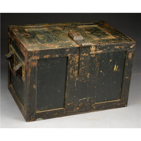 EARLY IRON STRONG BOX.