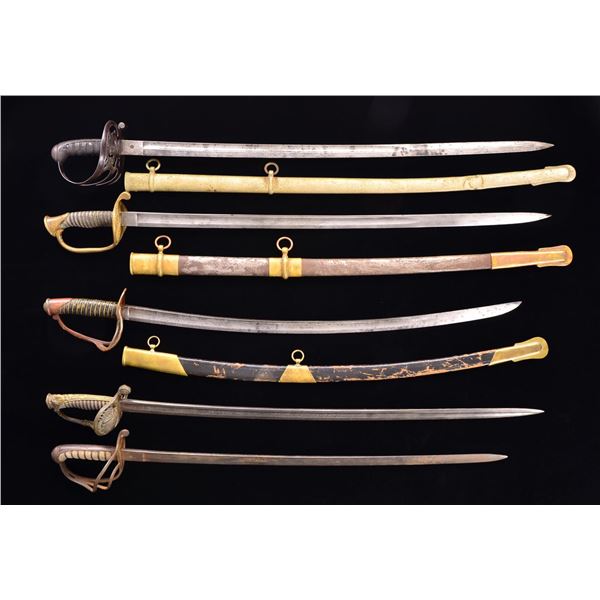 5 US CIVIL WAR ERA OFFICERS SABERS.