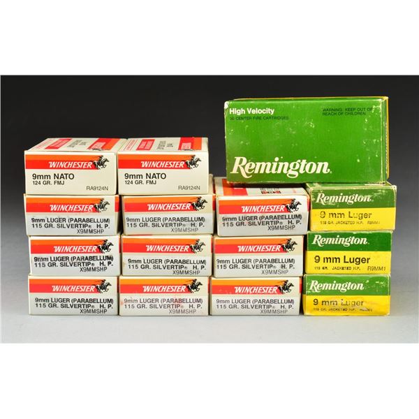 GROUP OF 9 MM LUGER PISTOL AMMUNITION.