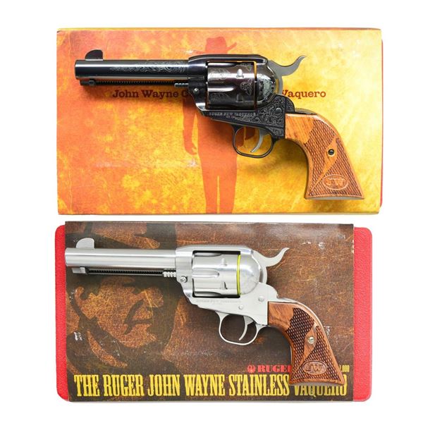 2 RUGER VAQUERO JOHN WAYNE REVOLVERS.