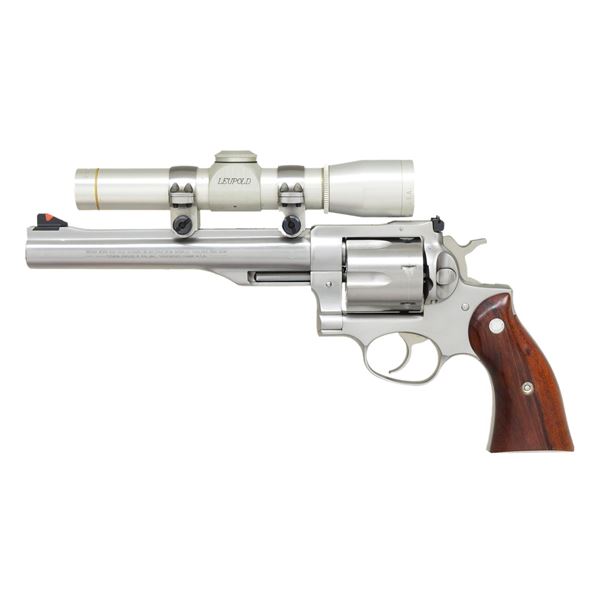 RUGER STAINLESS REDHAWK REVOLVER.