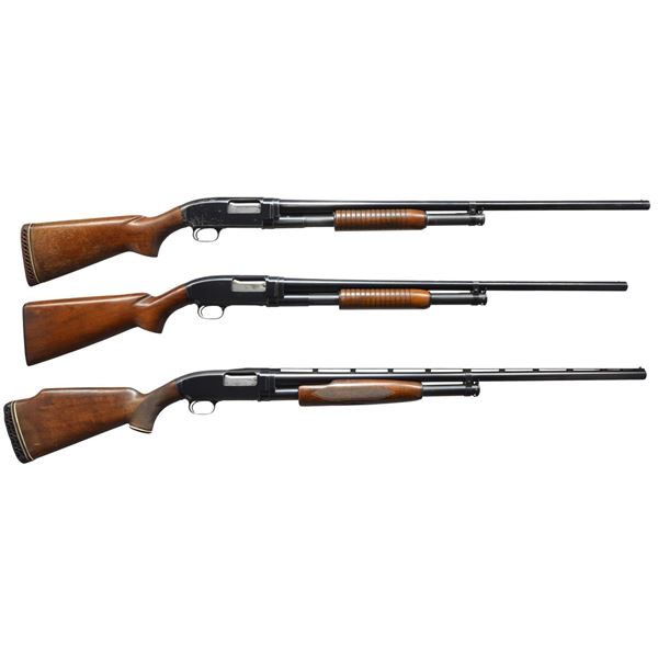 3 WINCHESTER MODEL 12 PUMP SHOTGUNS.