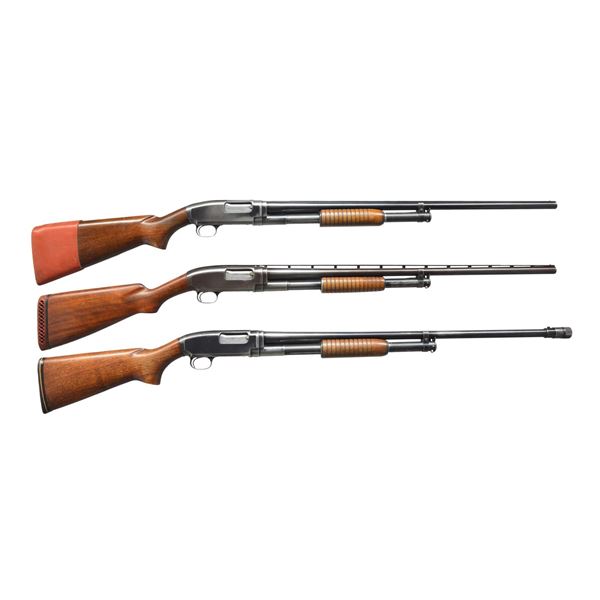 3 WINCHESTER MODEL 12 PUMP SHOTGUNS.